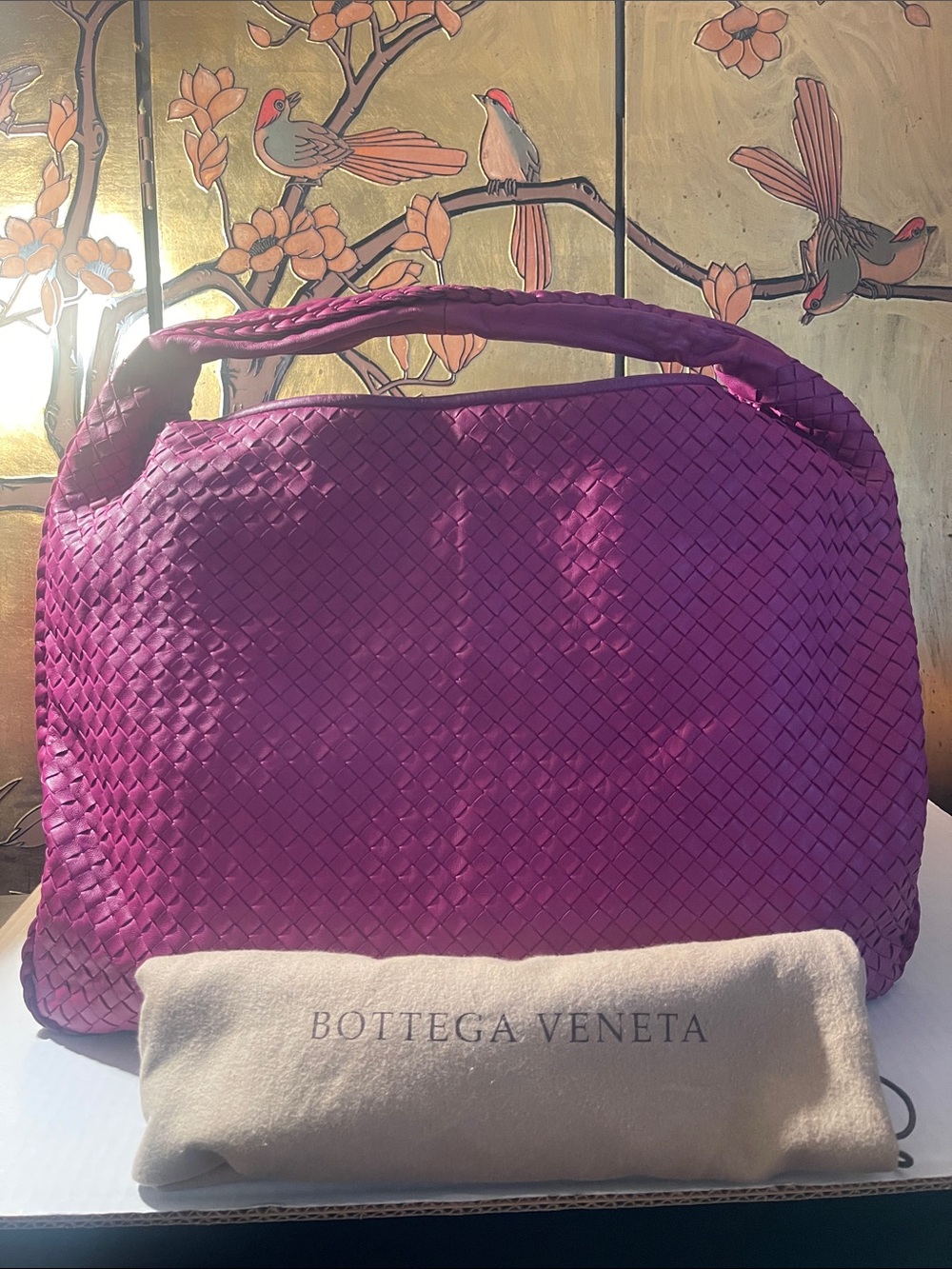 Bottega Veneta Fuchsia Intrecciato Leather Shoulder Bag XL